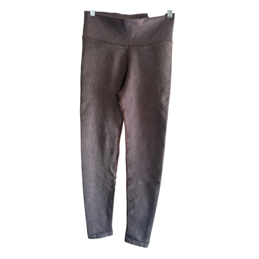 Brown Stretchy Leggings with Wide Waistband